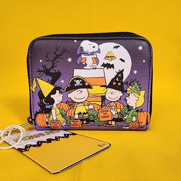 Loungefly Peanuts Halloween Trick-Or-Treat Snoopy Woodstock Soft Tag Zip Wallet - Picture 12 of 12